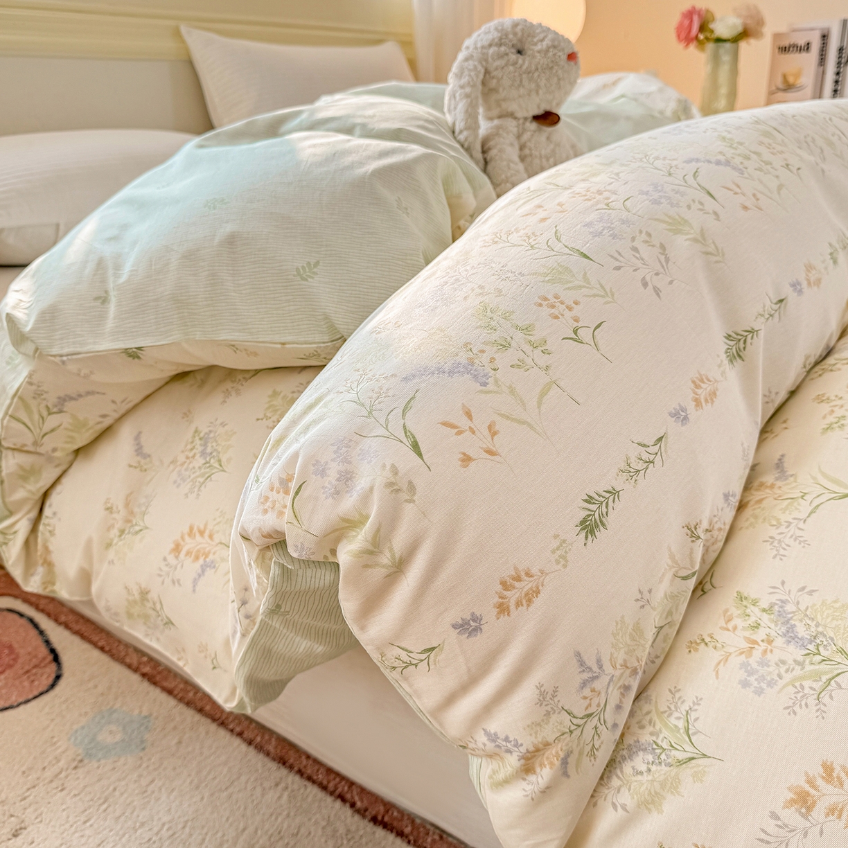 91家纺网 家纺一手货源 找家纺 名品家纺 2026新款100%纯棉单被套系列 春野絮语