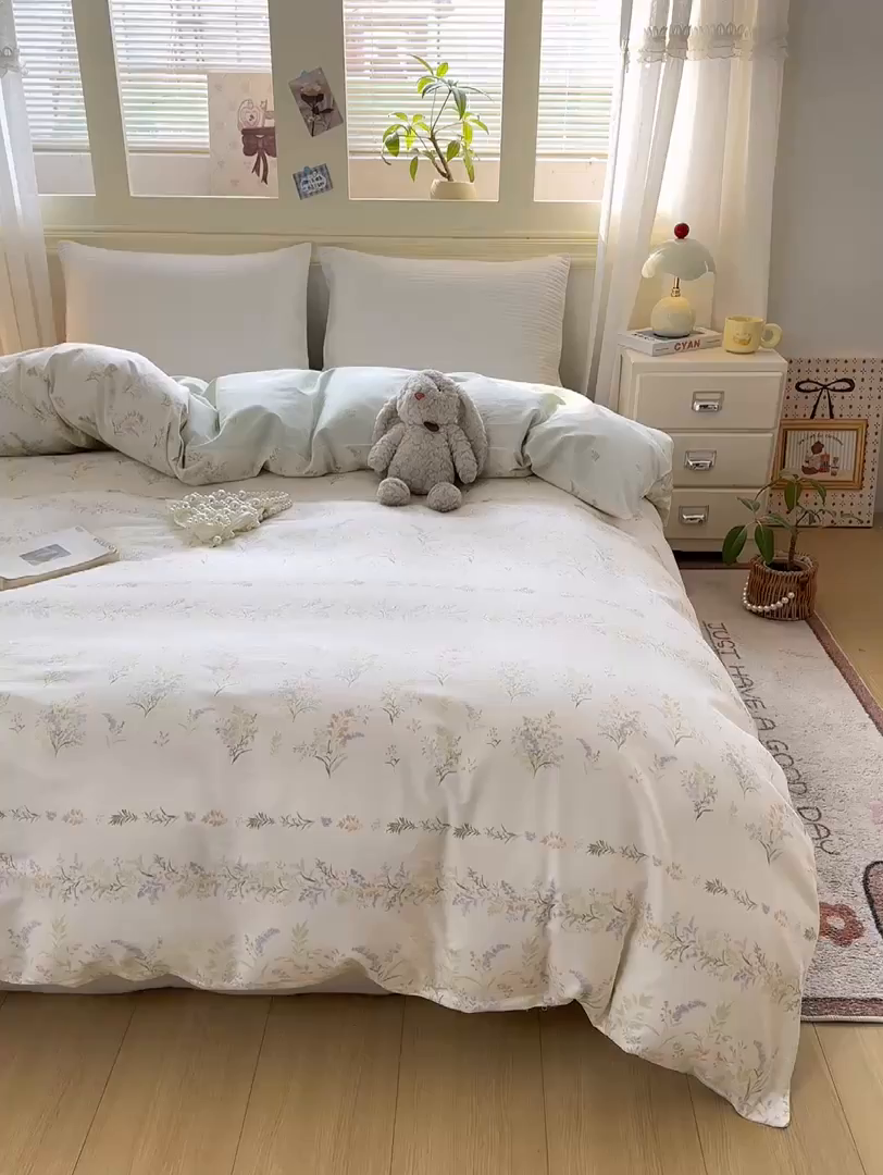 91家纺网 家纺一手货源 找家纺 名品家纺 2026新款100%纯棉单被套系列 春野絮语
