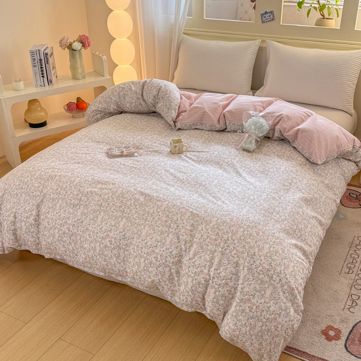 91家纺网 家纺一手货源 找家纺 名品家纺 2026新款100%纯棉单被套系列 花夕印象