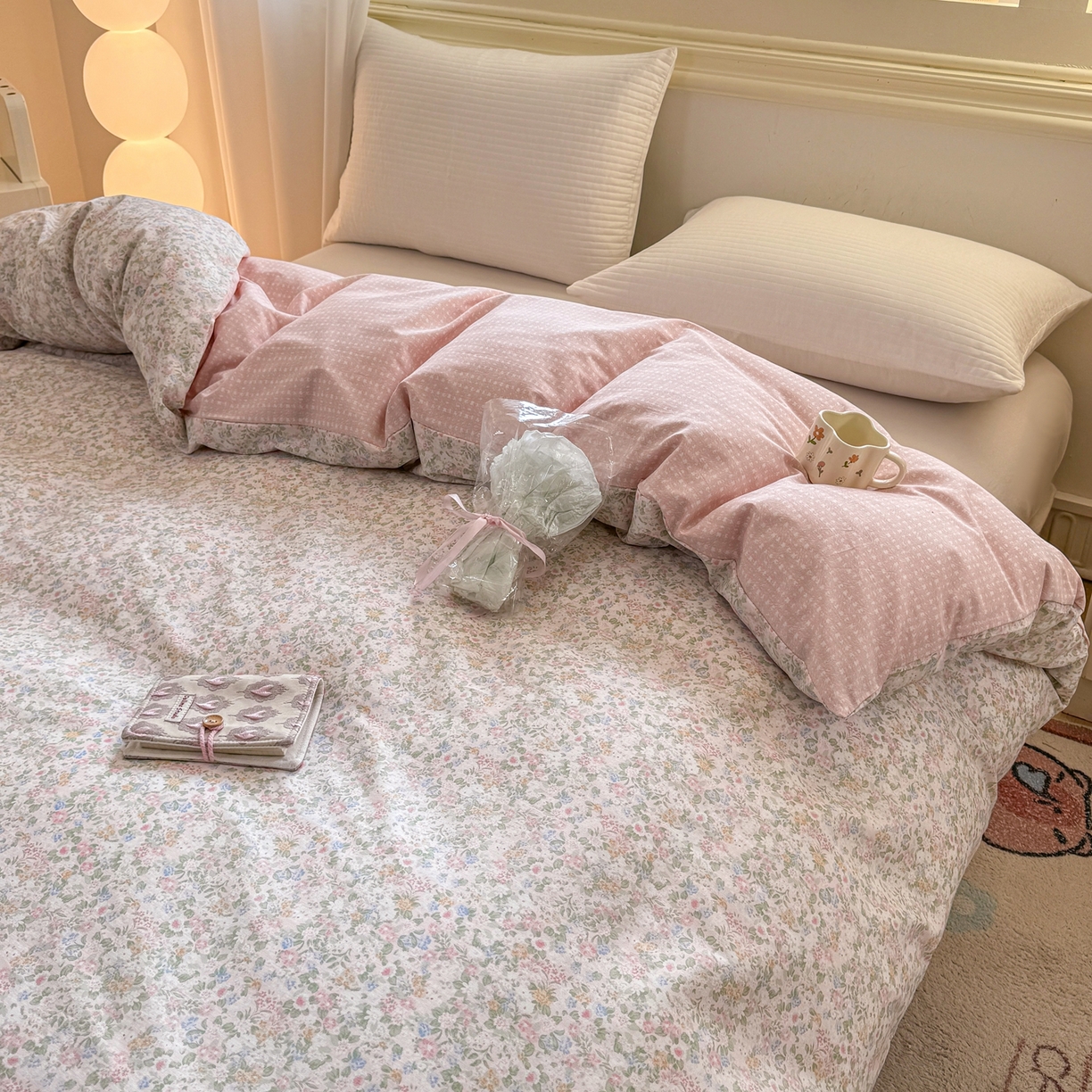 91家纺网 家纺一手货源 找家纺 名品家纺 2026新款100%纯棉单被套系列 花夕印象