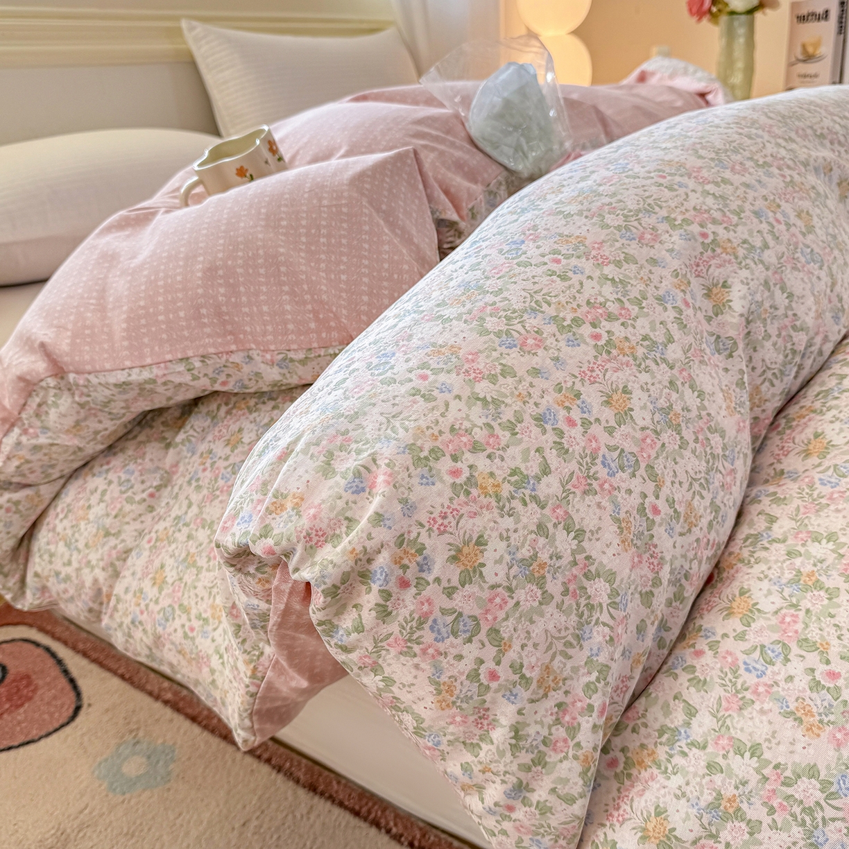 91家纺网 家纺一手货源 找家纺 名品家纺 2026新款100%纯棉单被套系列 花夕印象