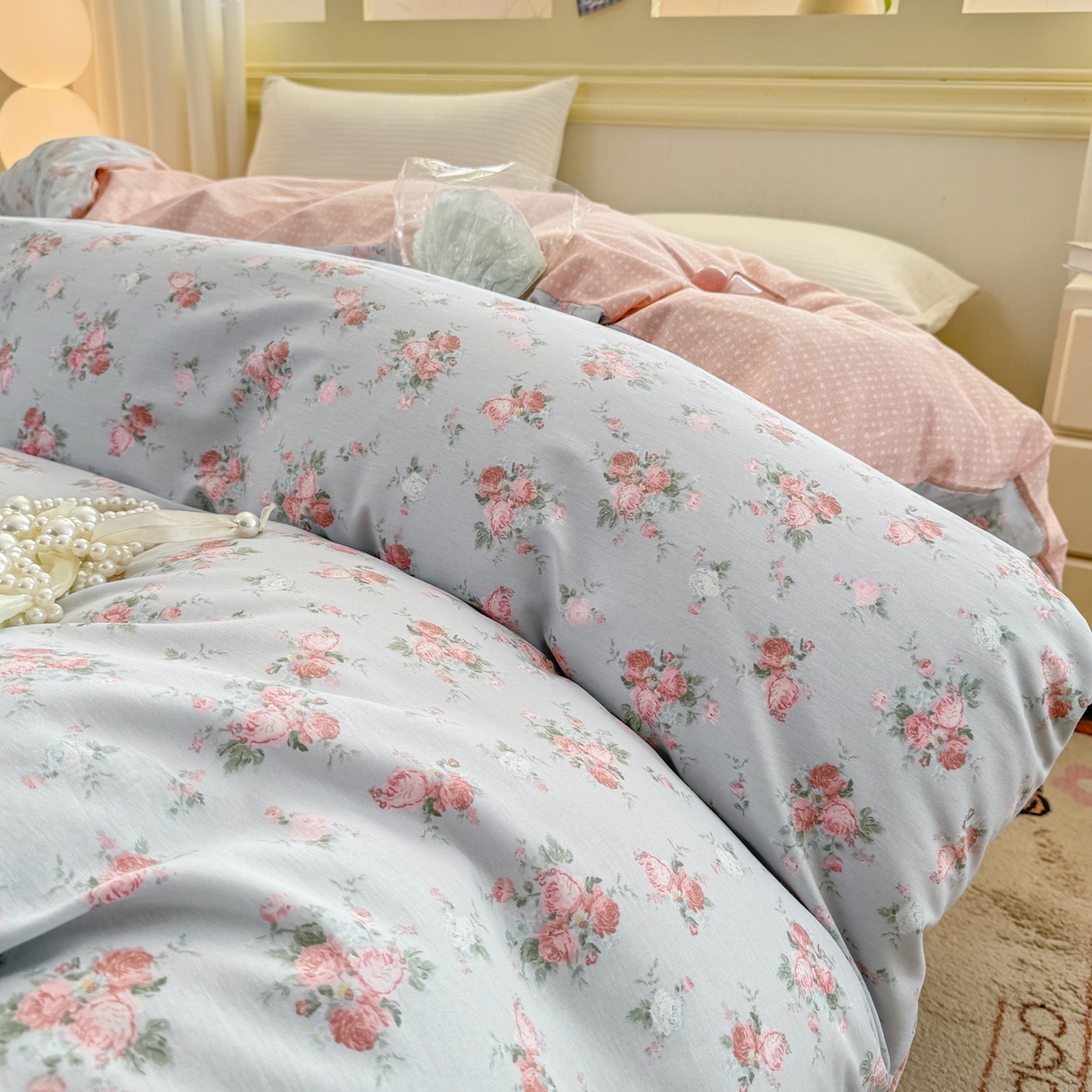 91家纺网 家纺一手货源 找家纺 名品家纺 2026新款100%纯棉单被套系列 泠羽花园