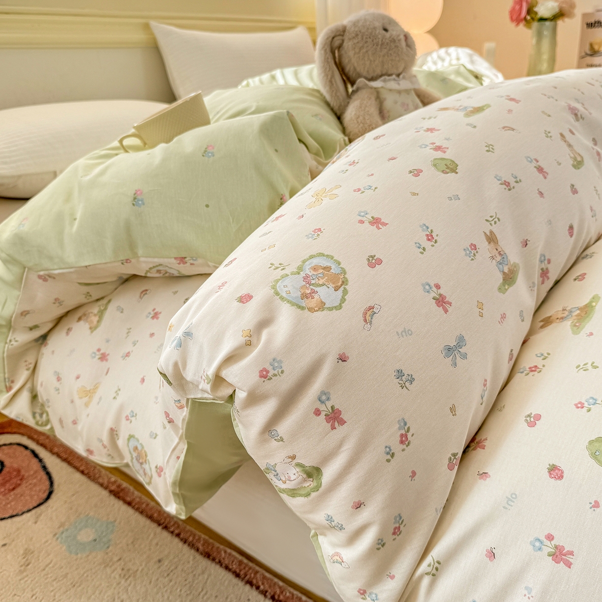 91家纺网 家纺一手货源 找家纺 名品家纺 2026新款100%纯棉单被套系列 蘑菇电话