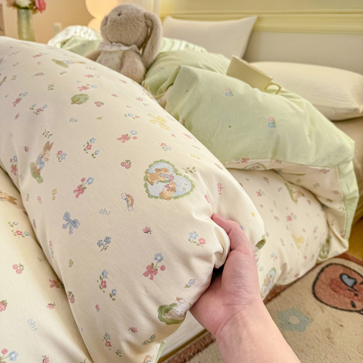 91家纺网 家纺一手货源 找家纺 名品家纺 2026新款100%纯棉单被套系列 蘑菇电话