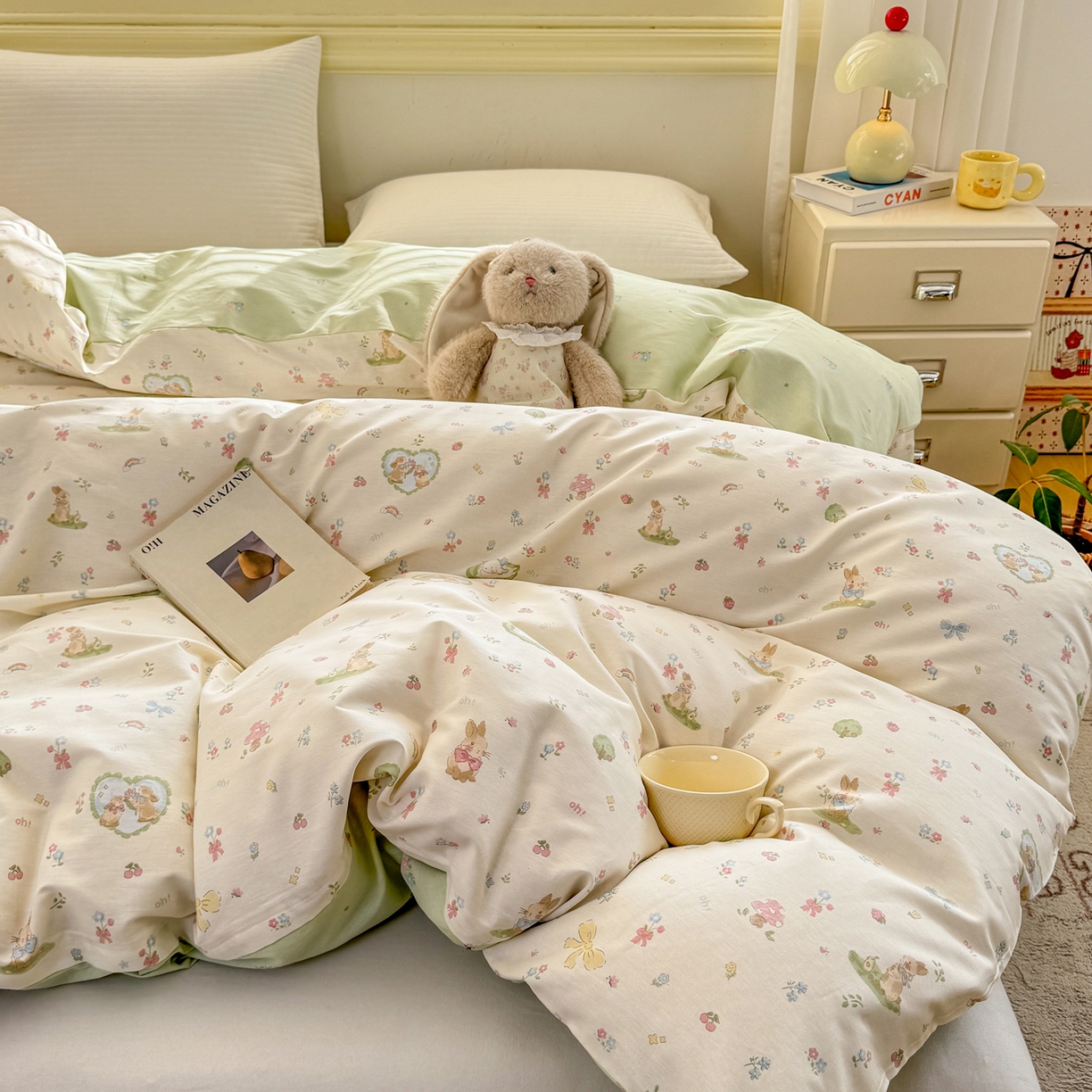 91家纺网 家纺一手货源 找家纺 名品家纺 2026新款100%纯棉单被套系列 蘑菇电话