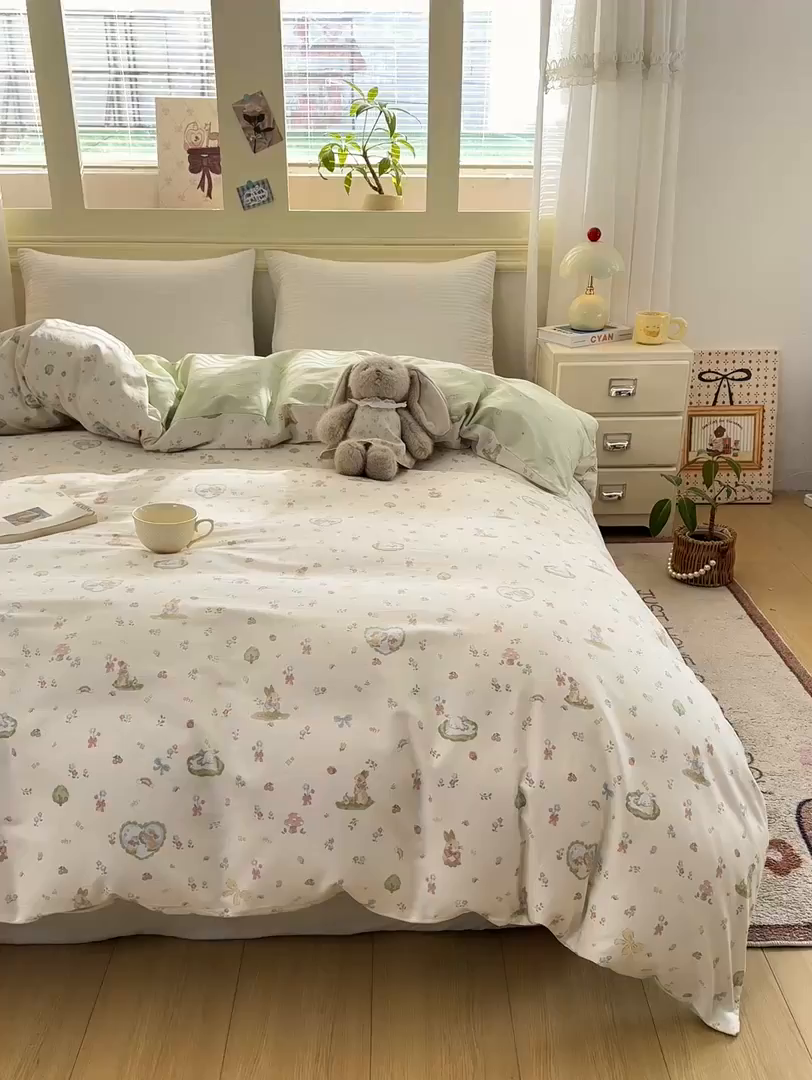 91家纺网 家纺一手货源 找家纺 名品家纺 2026新款100%纯棉单被套系列 蘑菇电话