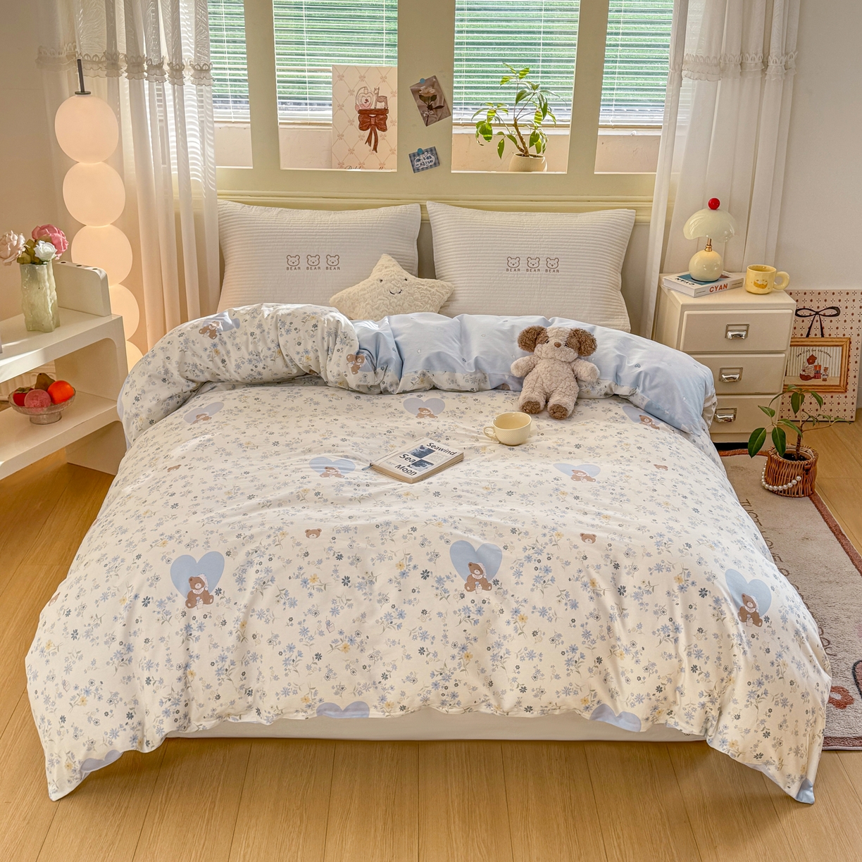 91家纺网 家纺一手货源 找家纺 名品家纺 2026新款100%纯棉单被套系列 提供买家秀 奶芙熊