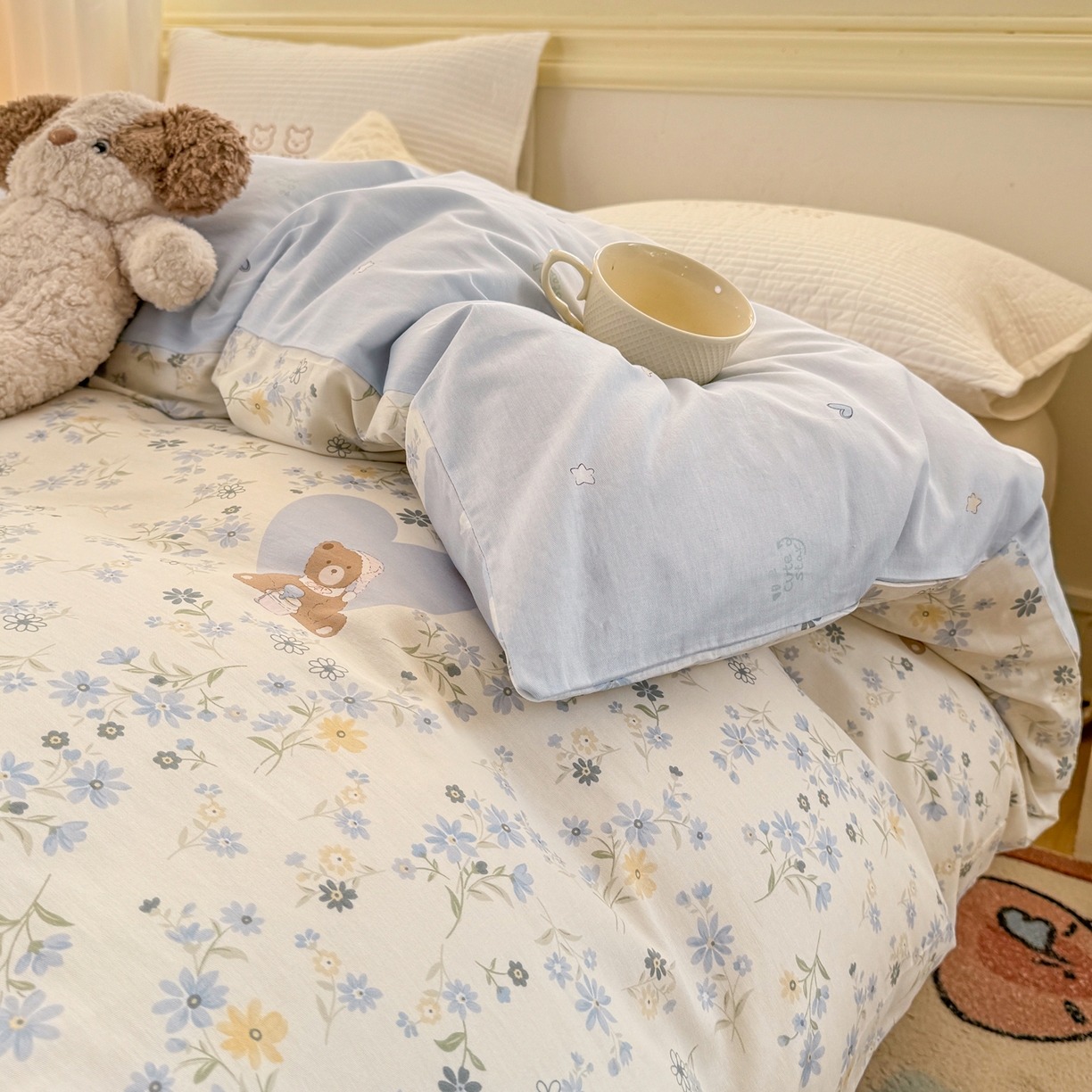 91家纺网 家纺一手货源 找家纺 名品家纺 2026新款100%纯棉单被套系列 提供买家秀 奶芙熊