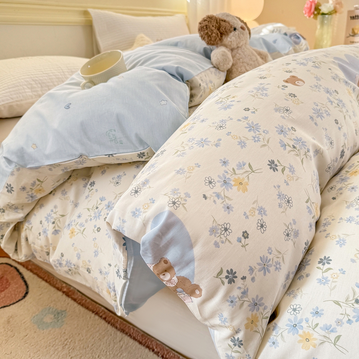 91家纺网 家纺一手货源 找家纺 名品家纺 2026新款100%纯棉单被套系列 提供买家秀 奶芙熊