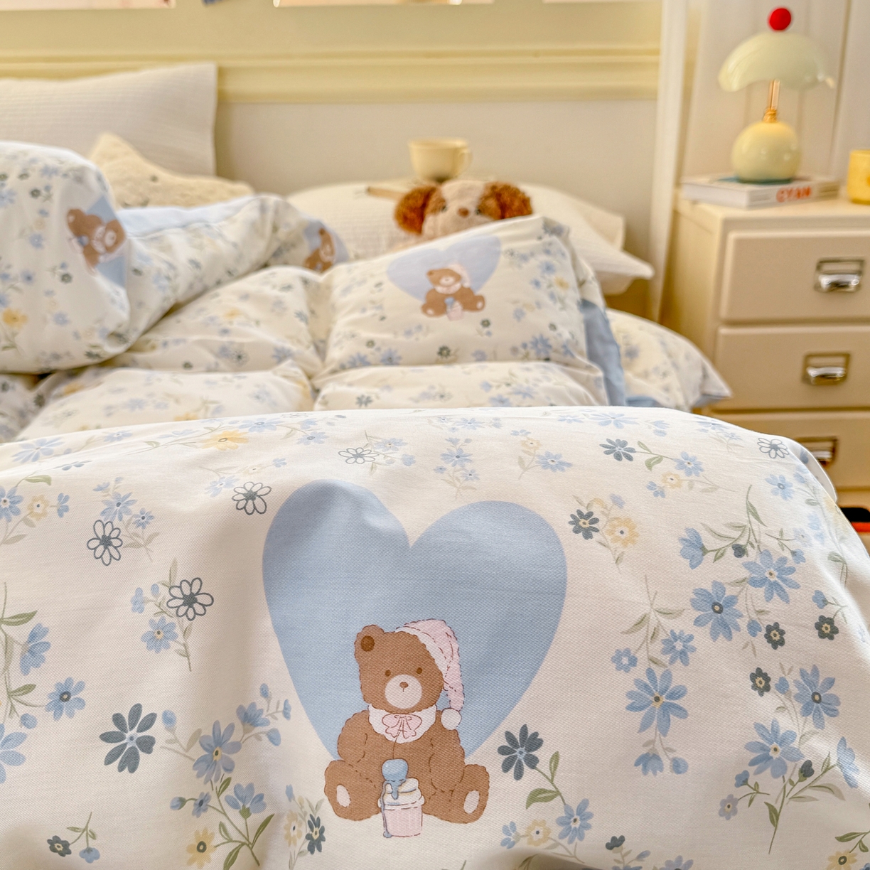 91家纺网 家纺一手货源 找家纺 名品家纺 2026新款100%纯棉单被套系列 提供买家秀 奶芙熊