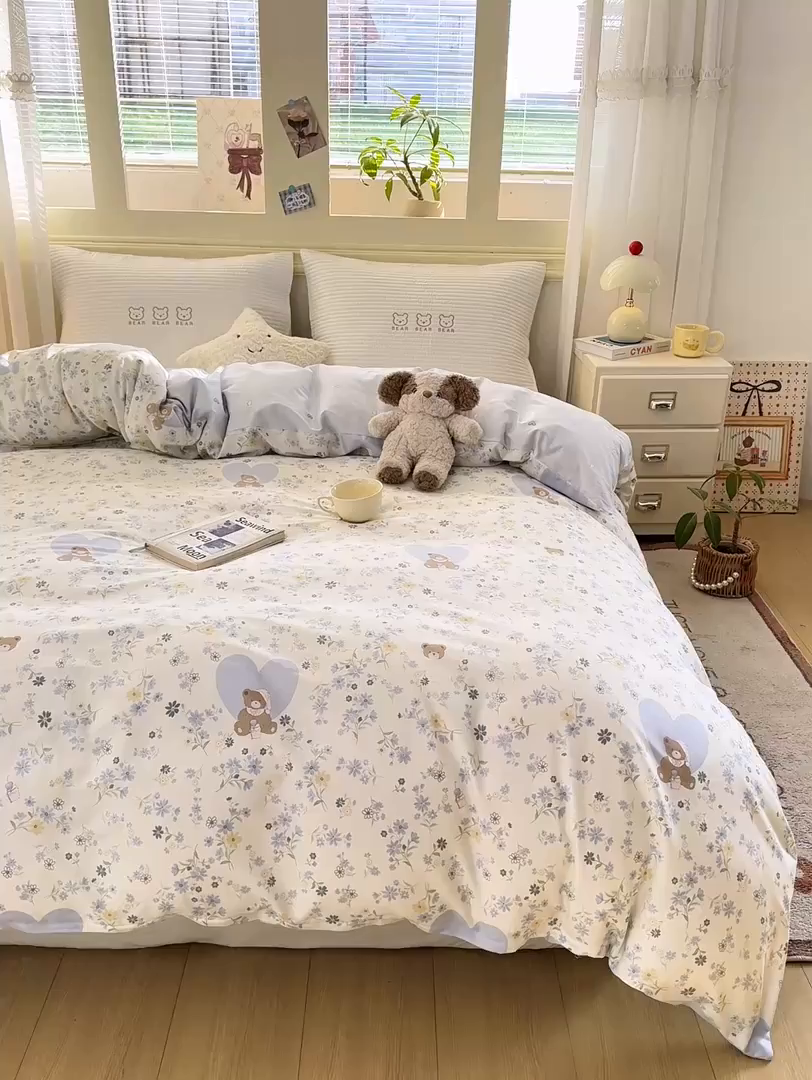 91家纺网 家纺一手货源 找家纺 名品家纺 2026新款100%纯棉单被套系列 提供买家秀 奶芙熊