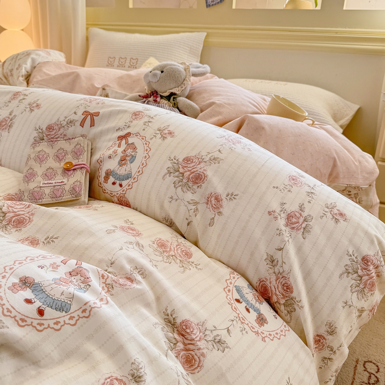 91家纺网 家纺一手货源 找家纺 名品家纺 2026新款100%纯棉单被套系列 蔷薇姑娘