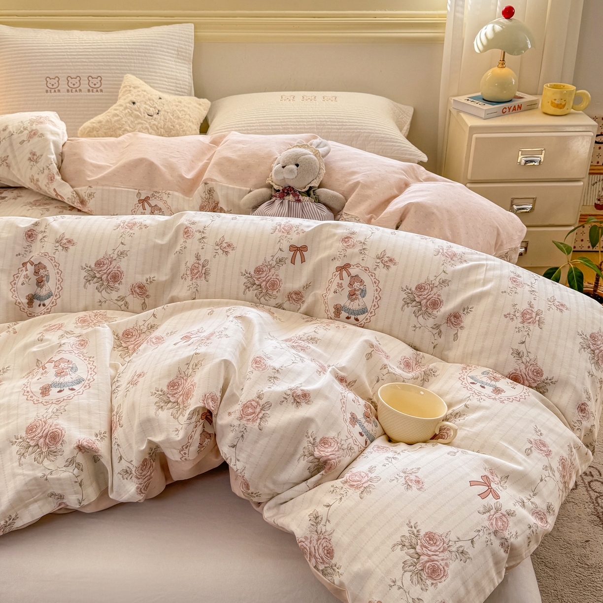 91家纺网 家纺一手货源 找家纺 名品家纺 2026新款100%纯棉单被套系列 蔷薇姑娘