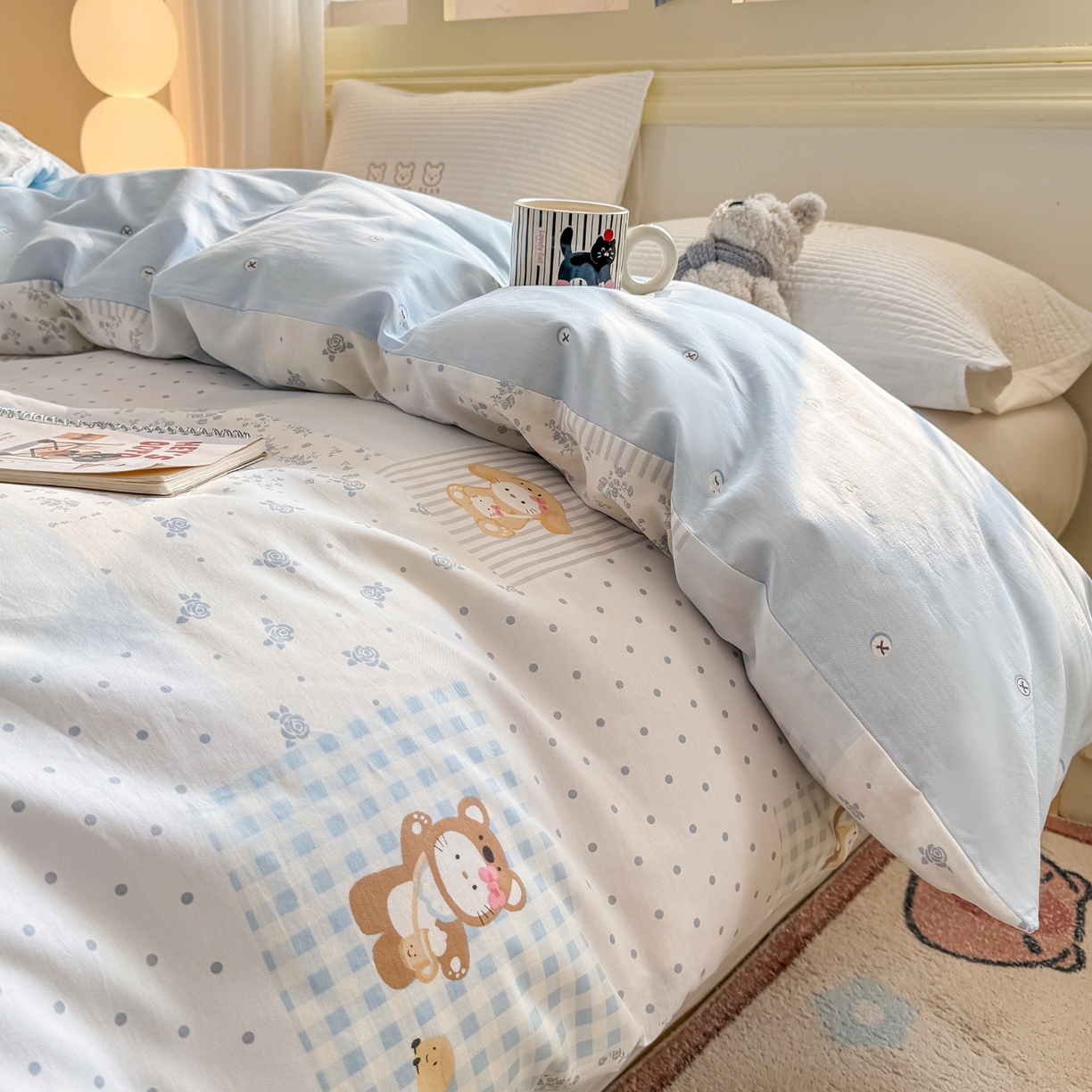 91家纺网 家纺一手货源 找家纺 名品家纺 2026新款100%纯棉单被套系列 童话拼贴