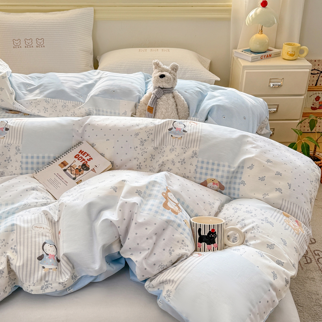 91家纺网 家纺一手货源 找家纺 名品家纺 2026新款100%纯棉单被套系列 童话拼贴