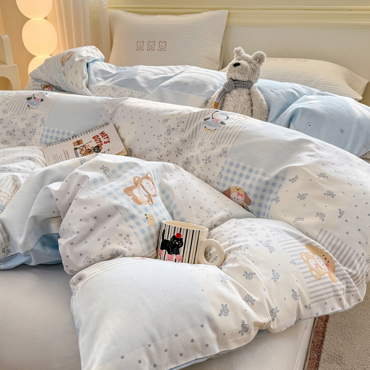 91家纺网 家纺一手货源 找家纺 名品家纺 2026新款100%纯棉单被套系列 童话拼贴