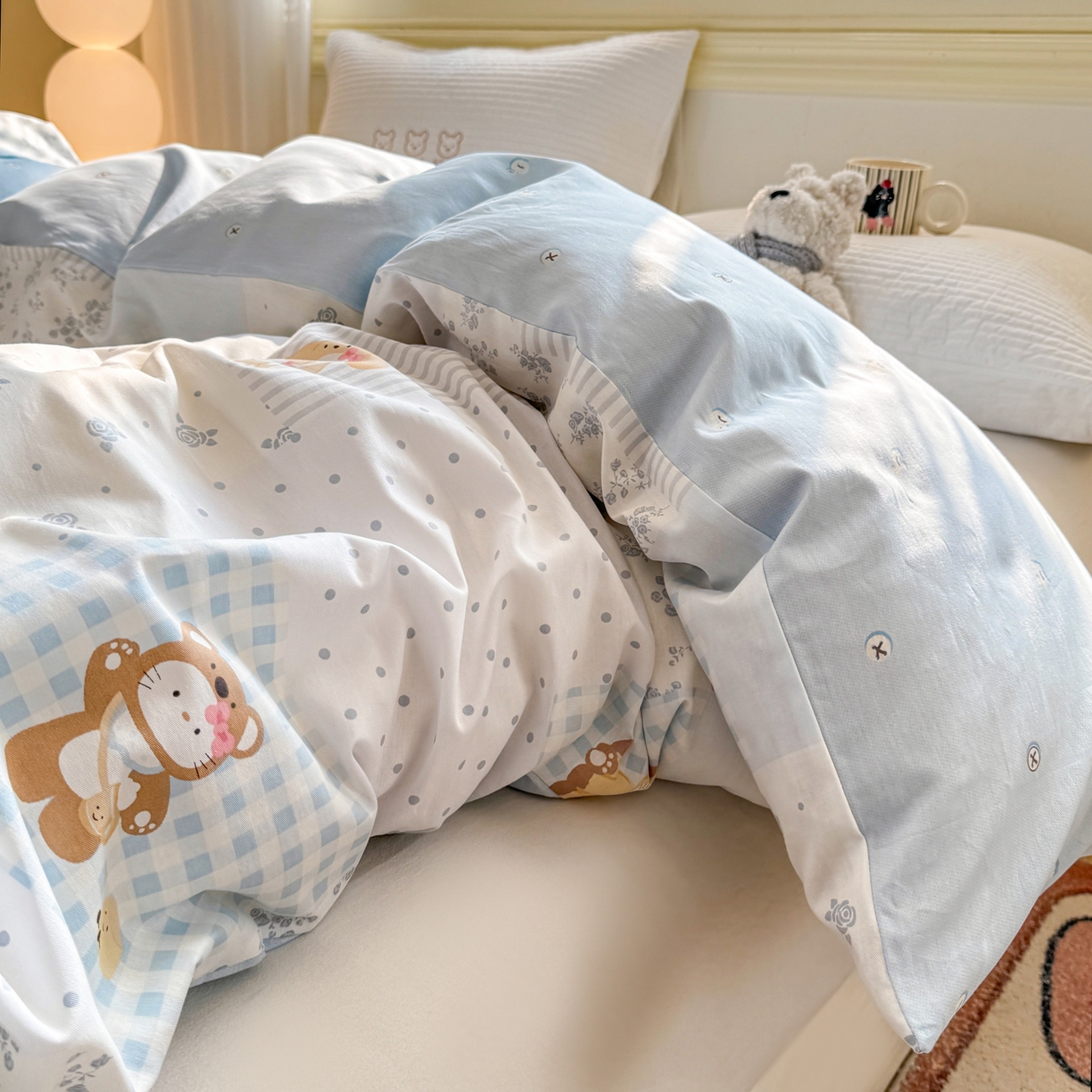 91家纺网 家纺一手货源 找家纺 名品家纺 2026新款100%纯棉单被套系列 童话拼贴