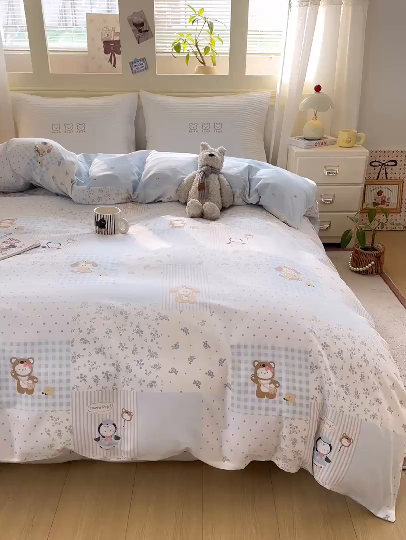 91家纺网 家纺一手货源 找家纺 名品家纺 2026新款100%纯棉单被套系列 童话拼贴
