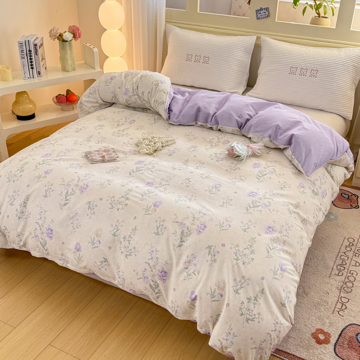 91家纺网 家纺一手货源 找家纺 名品家纺 2026新款100%纯棉单被套系列 芜晴花