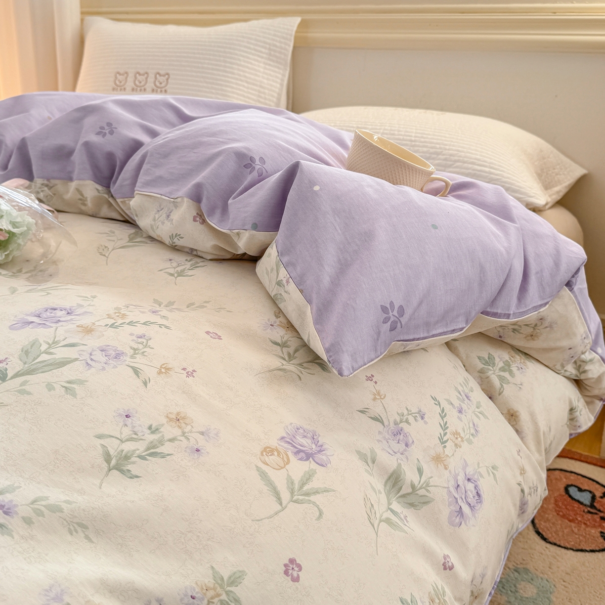 91家纺网 家纺一手货源 找家纺 名品家纺 2026新款100%纯棉单被套系列 芜晴花