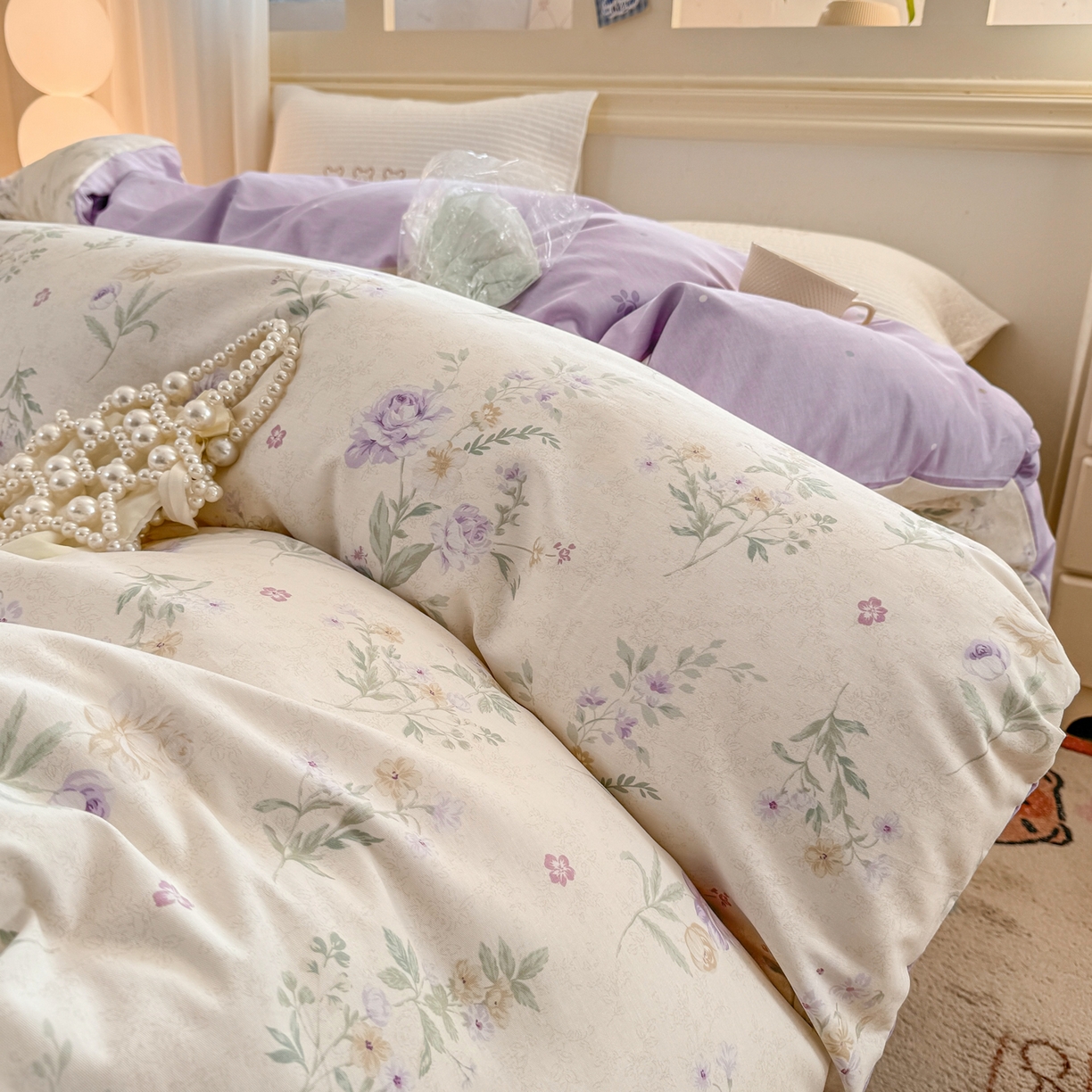 91家纺网 家纺一手货源 找家纺 名品家纺 2026新款100%纯棉单被套系列 芜晴花