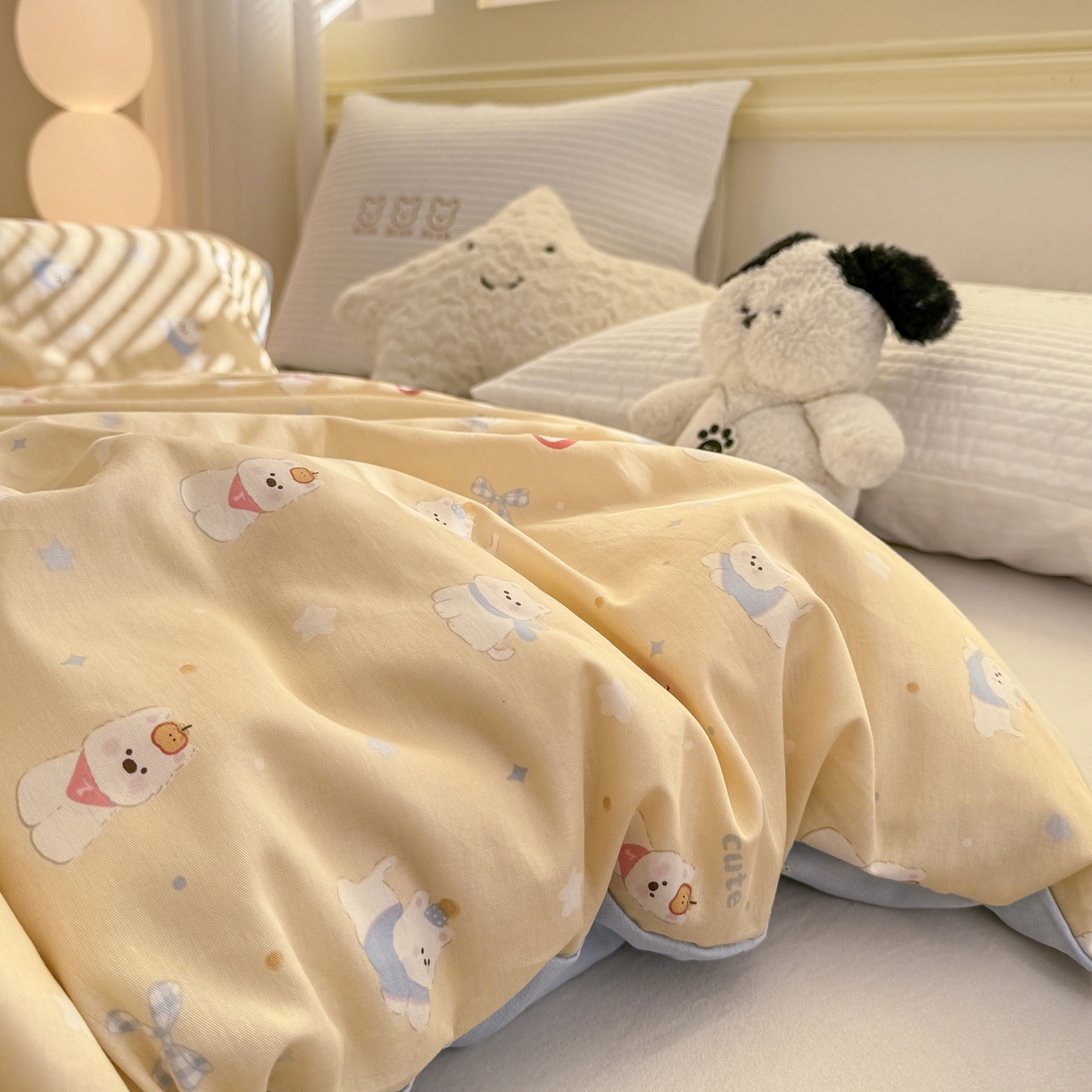 91家纺网 家纺一手货源 找家纺 名品家纺 2026新款100%纯棉单被套系列 星愿汪汪