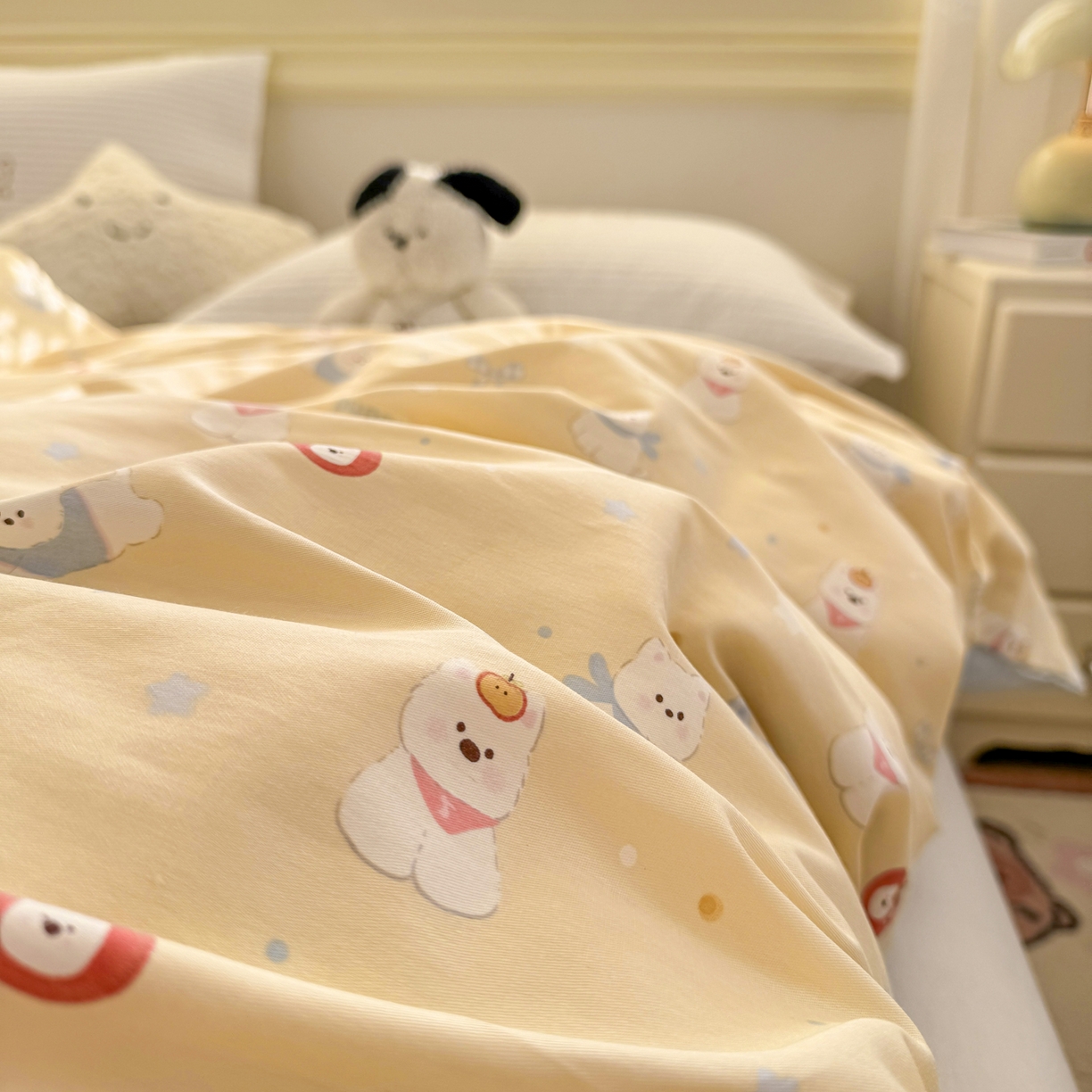 91家纺网 家纺一手货源 找家纺 名品家纺 2026新款100%纯棉单被套系列 星愿汪汪