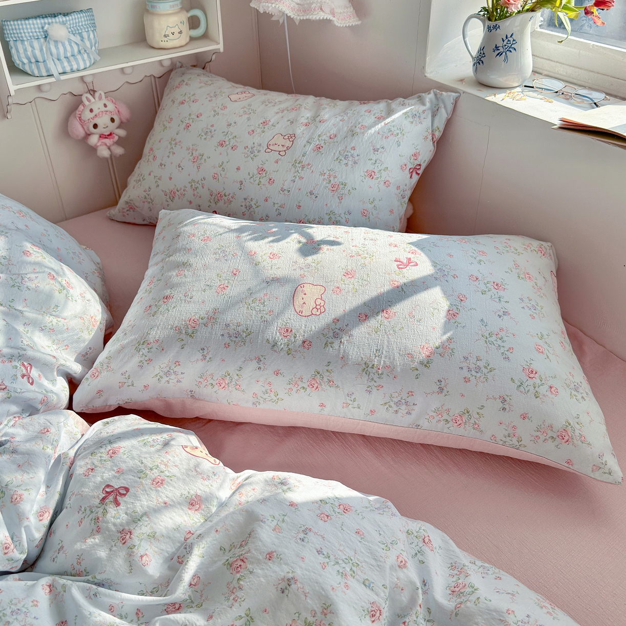 91家纺网 家纺一手货源 找家纺 （总）罗亿家纺 2026新款小清新云感双层纱木棉四件套系列（小红书热款推荐）