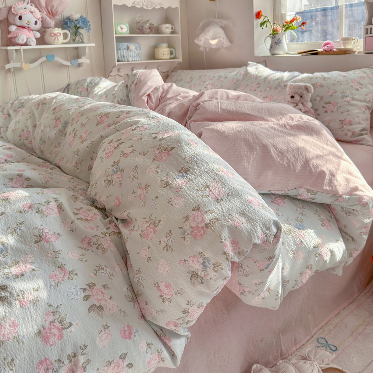 罗亿家纺 2026新款小清新云感双层纱木棉四件套系列（小红书热款推荐） 春日限定