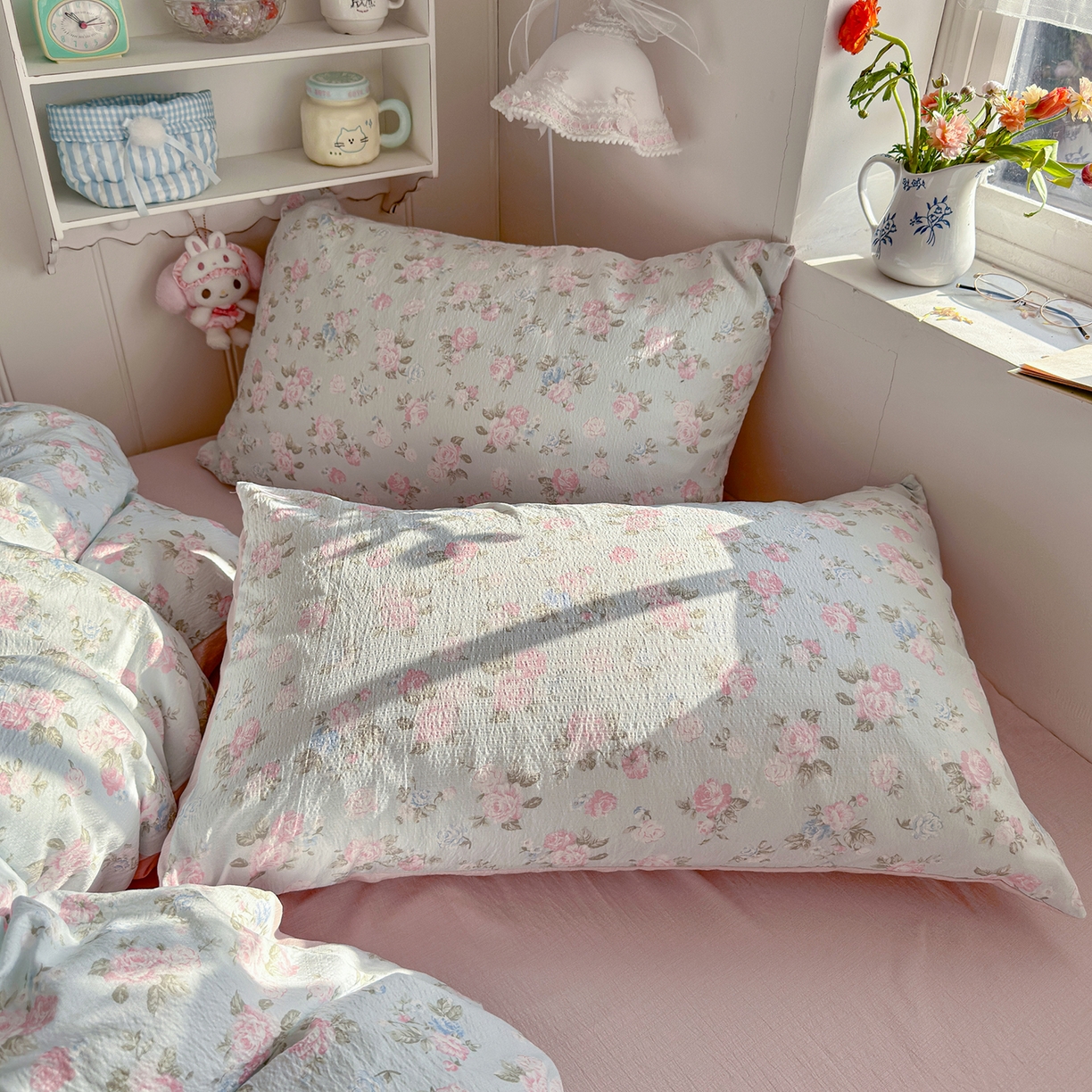 91家纺网 家纺一手货源 找家纺 罗亿家纺 2026新款小清新云感双层纱木棉四件套系列（小红书热款推荐） 春日限定