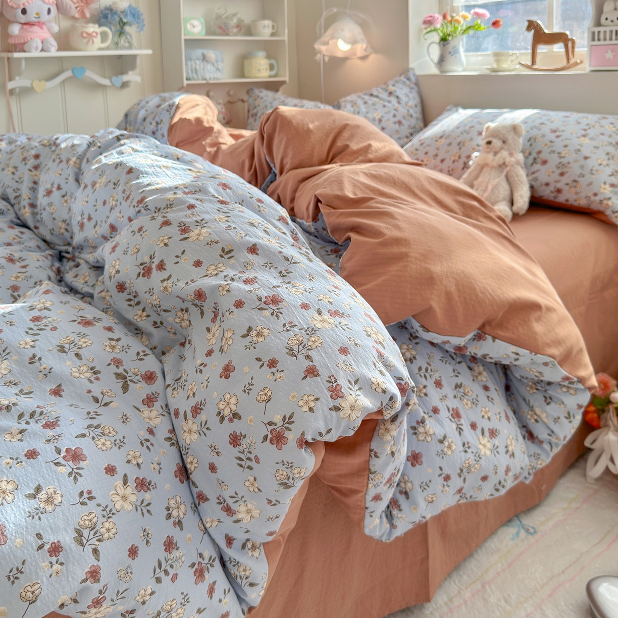 罗亿家纺 2026新款小清新云感双层纱木棉四件套系列（小红书热款推荐） 花清梦