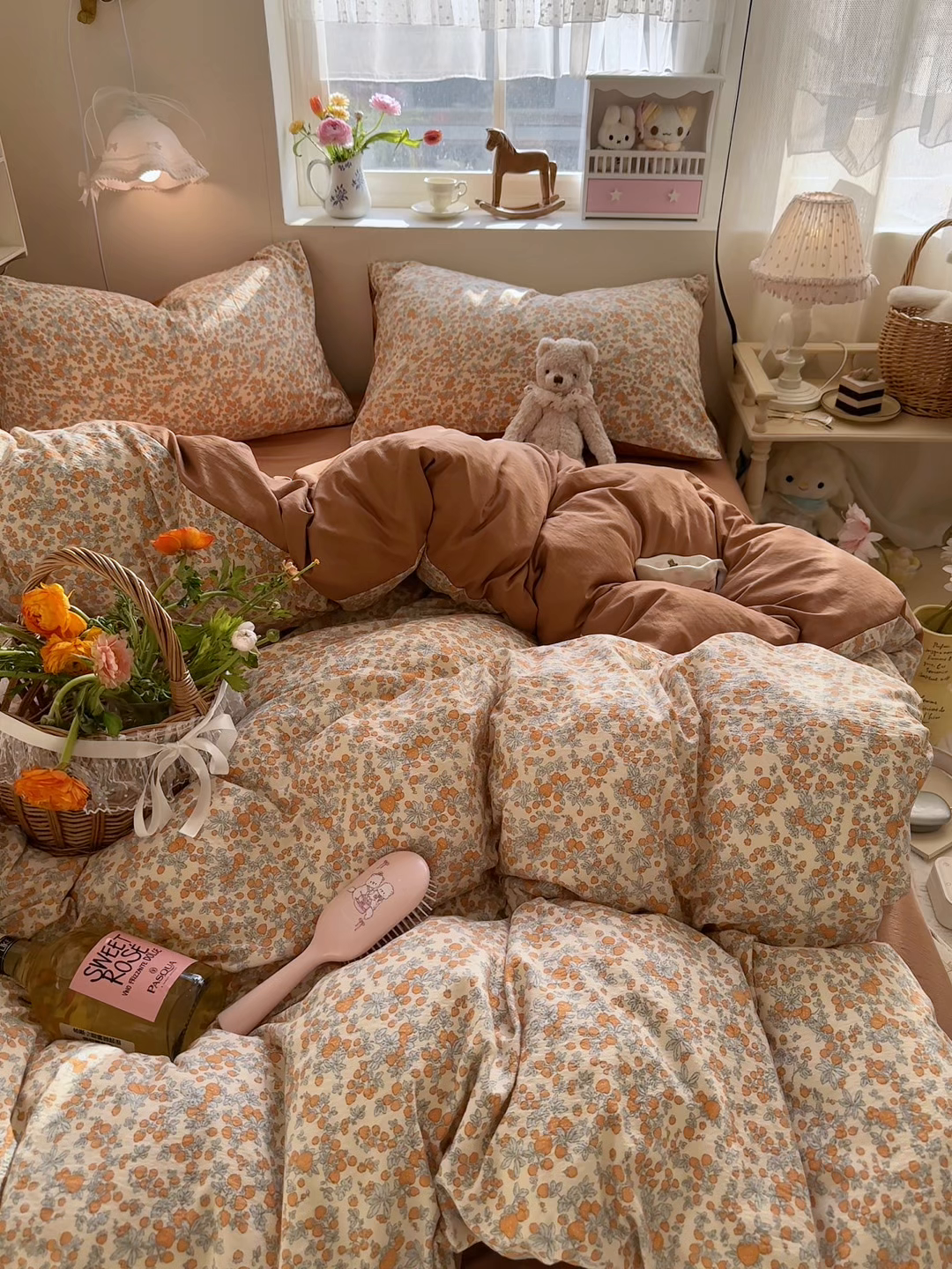 91家纺网 家纺一手货源 找家纺 罗亿家纺 2026新款小清新云感双层纱木棉四件套系列（小红书热款推荐） 橘园