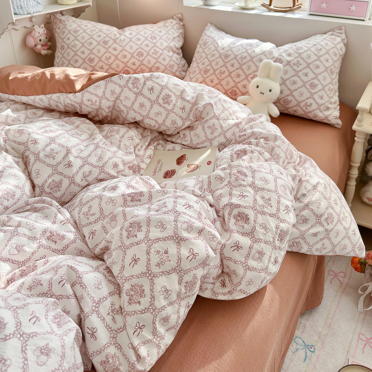 91家纺网 家纺一手货源 找家纺 罗亿家纺 2026新款小清新云感双层纱木棉四件套系列（小红书热款推荐） 曼塔庄园