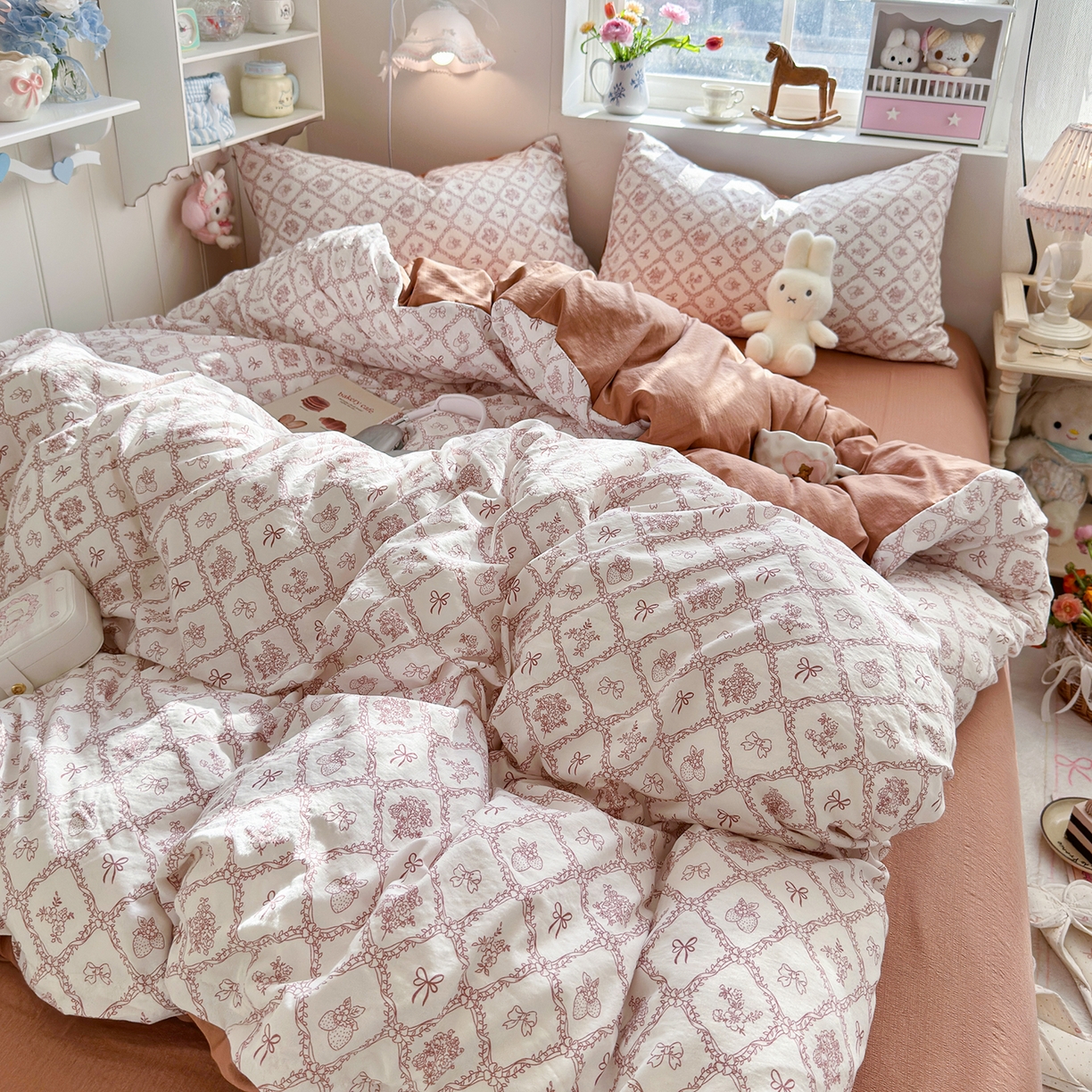 91家纺网 家纺一手货源 找家纺 罗亿家纺 2026新款小清新云感双层纱木棉四件套系列（小红书热款推荐） 曼塔庄园