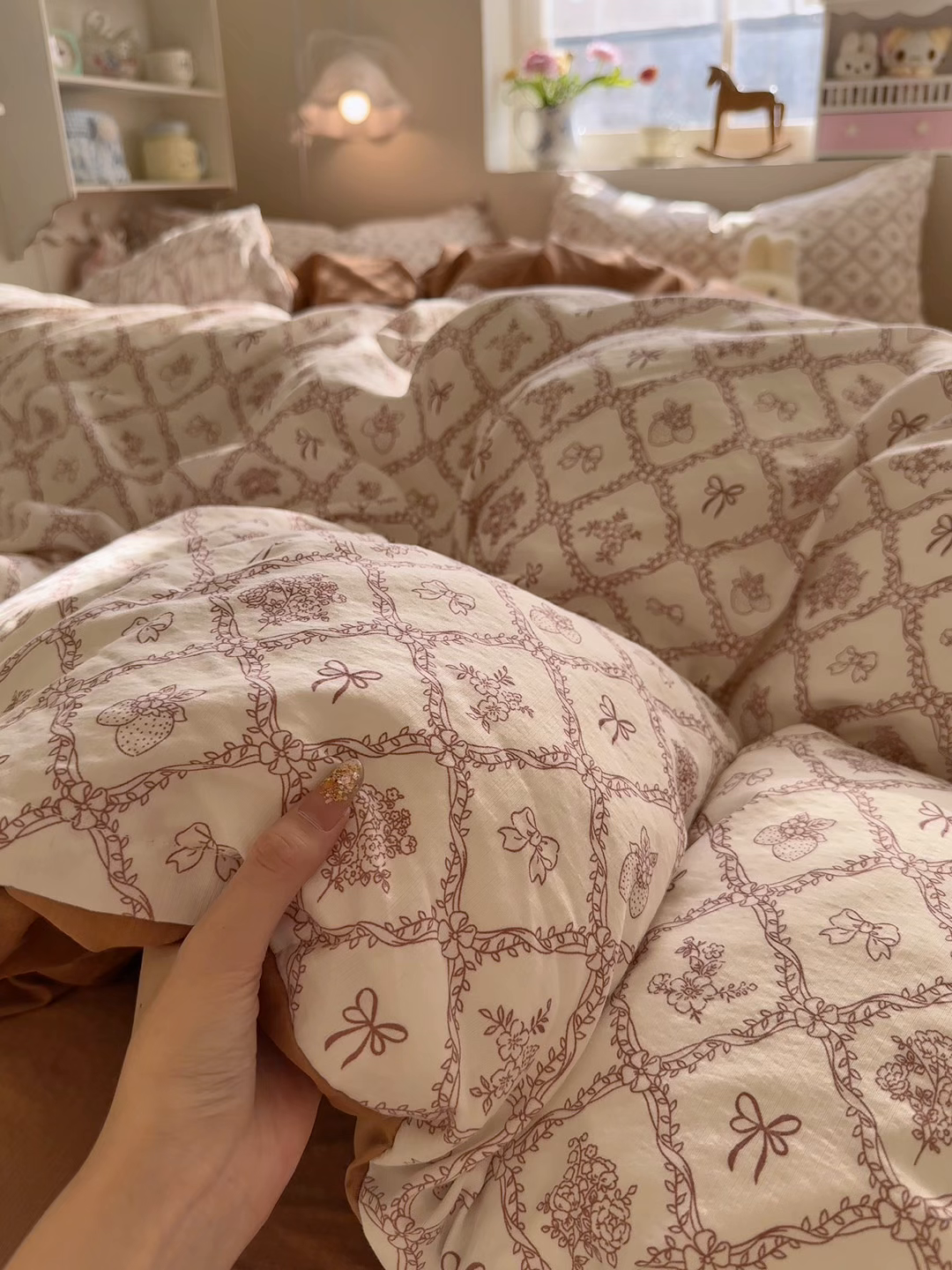 91家纺网 家纺一手货源 找家纺 罗亿家纺 2026新款小清新云感双层纱木棉四件套系列（小红书热款推荐） 曼塔庄园