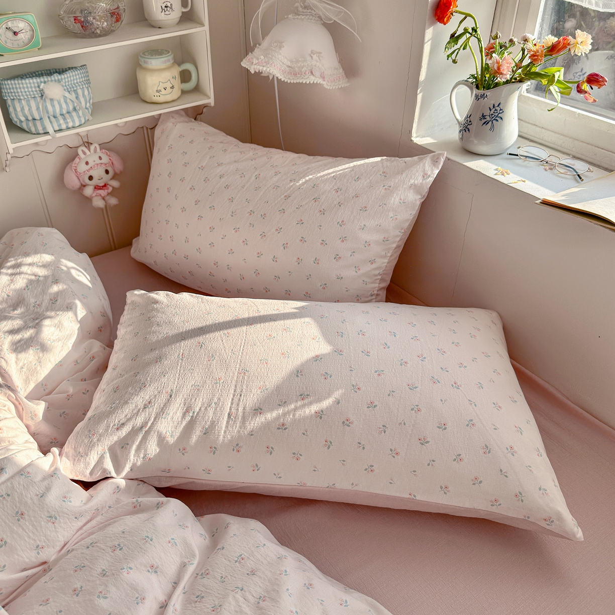 91家纺网 家纺一手货源 找家纺 罗亿家纺 2026新款小清新云感双层纱木棉四件套系列（小红书热款推荐） 甜昔