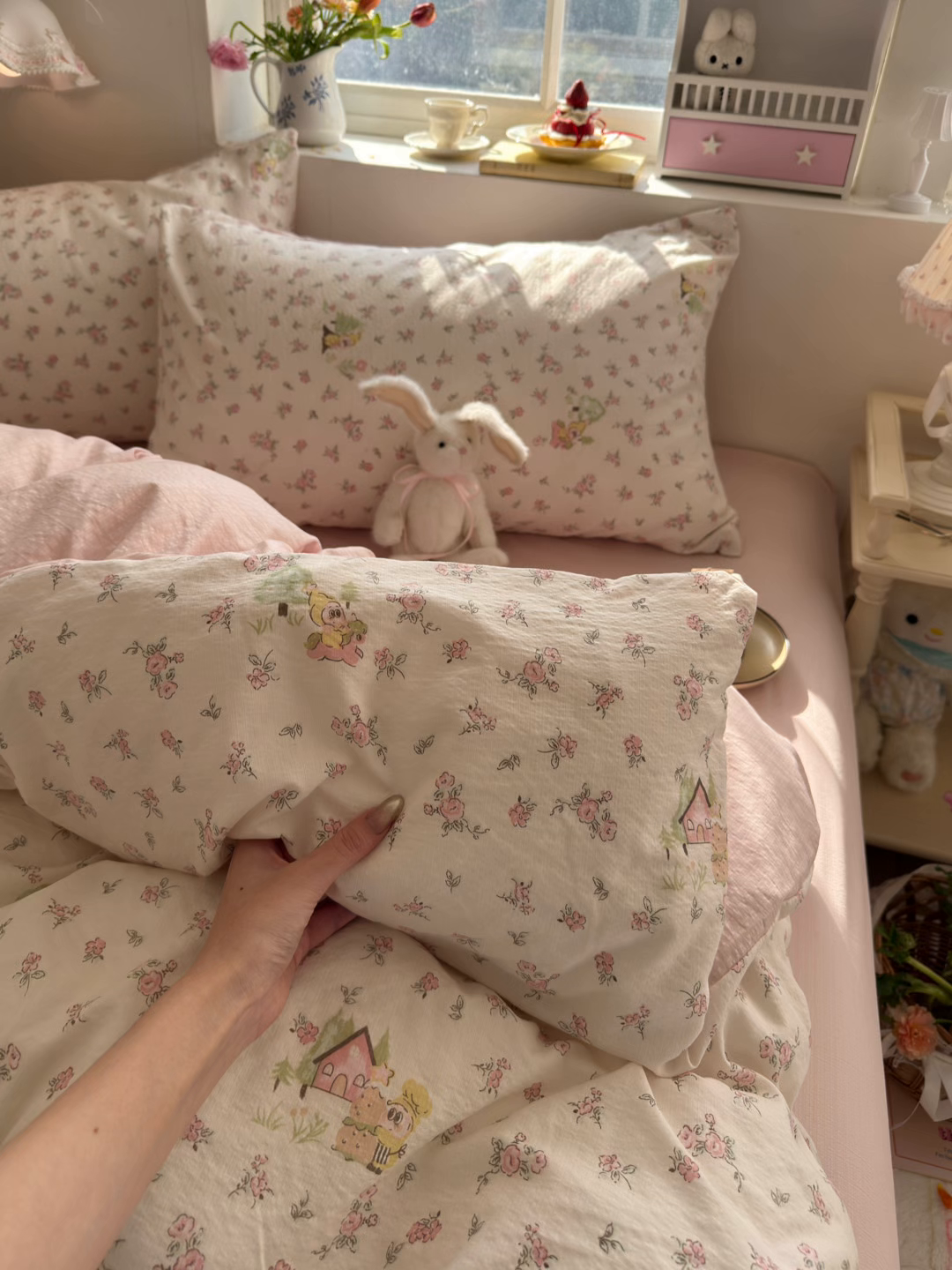 91家纺网 家纺一手货源 找家纺 罗亿家纺 2026新款小清新云感双层纱木棉四件套系列（小红书热款推荐） 星星人后花园
