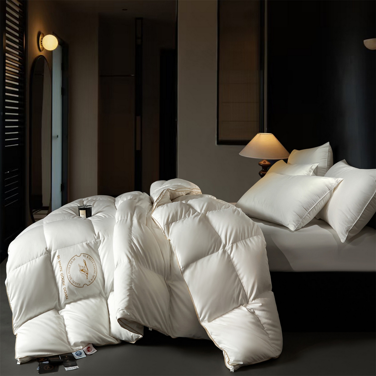 91家纺网 家纺一手货源 找家纺 （总）头等舱 80s柔舒棉(高支防钻绒面料) 新国标95白鹅绒被（空镜图）