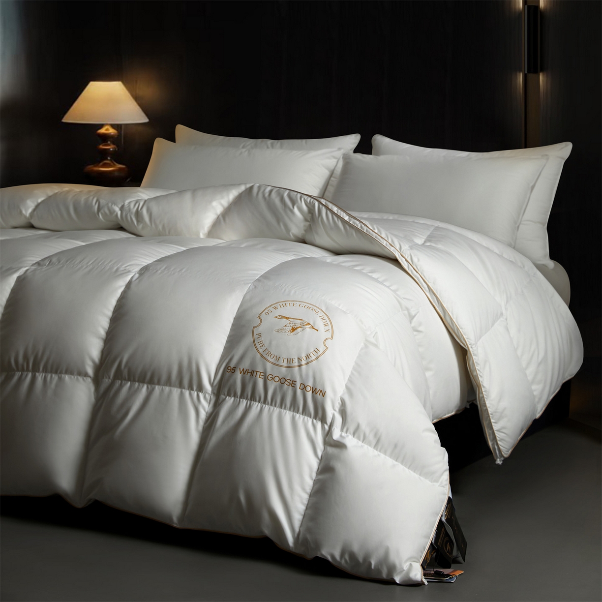 91家纺网 家纺一手货源 找家纺 （总）头等舱 80s柔舒棉(高支防钻绒面料) 新国标95白鹅绒被（空镜图）