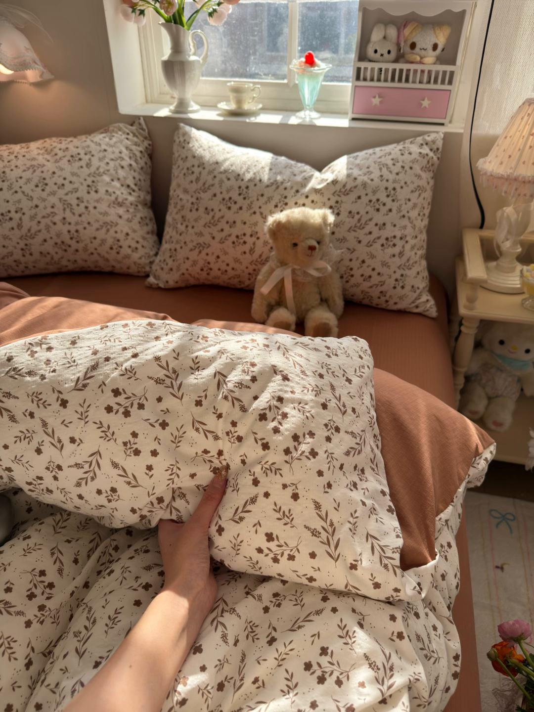 91家纺网 家纺一手货源 找家纺 罗亿家纺 2026新款小清新云感双层纱木棉四件套系列（小红书热款推荐） 枝蔓