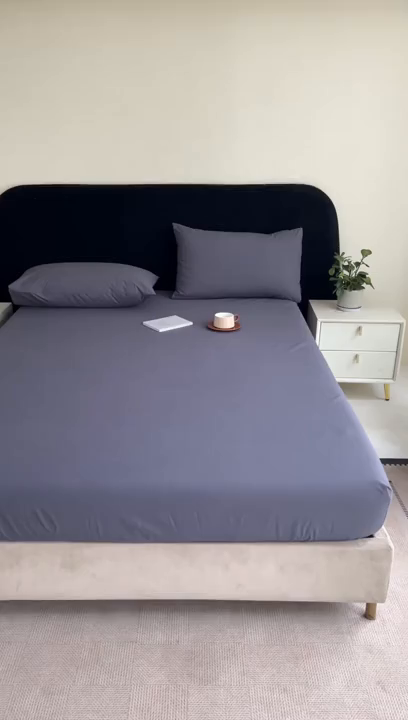 91家纺网 家纺一手货源 找家纺 三悦四季 2026新款纯色亲肤磨毛防水床笠跨境直播爆款床笠三件套外贸可定制任意尺寸 深灰