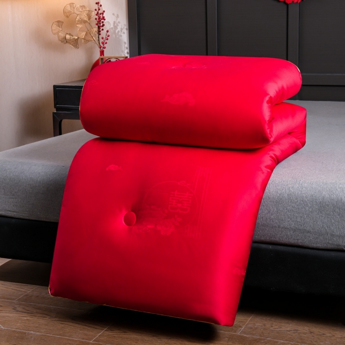 91家纺网 家纺一手货源 找家纺 （总）壹张床 2026新款全棉纯棉60支提花婚庆喜被冬被被子被芯