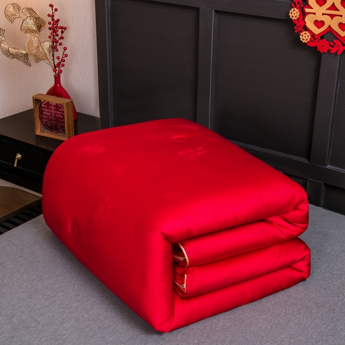 91家纺网 家纺一手货源 找家纺 （总）壹张床 2026新款全棉纯棉60支提花婚庆喜被冬被被子被芯