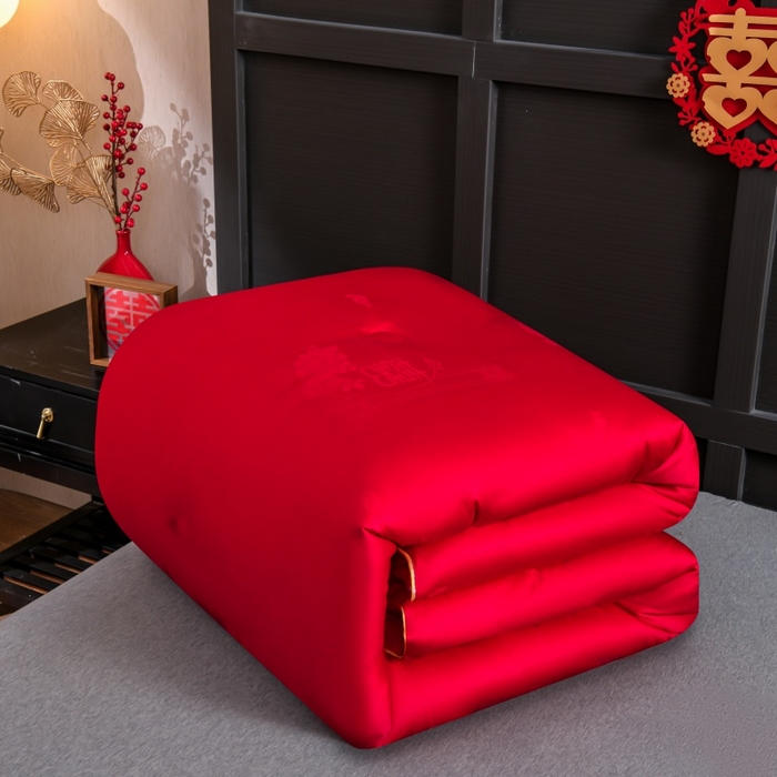 壹张床 2026新款全棉纯棉60支提花婚庆喜被冬被被子被芯 龙凤相依