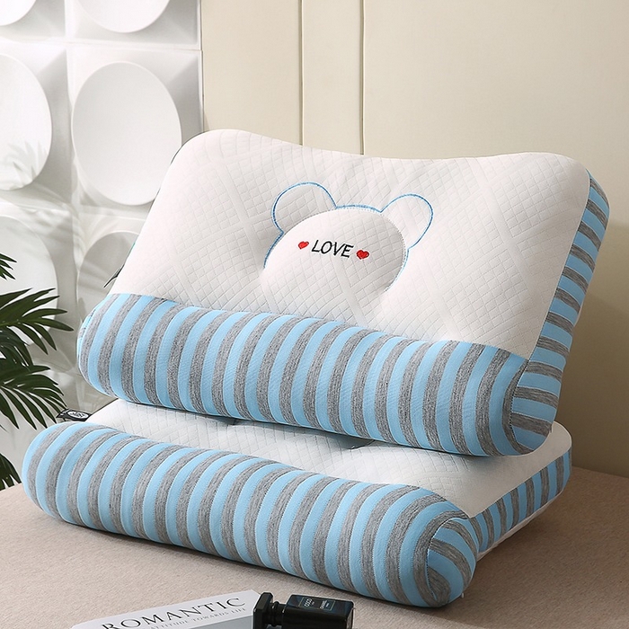 锦鲤枕芯 2025新款spa情侣护颈枕枕头枕芯 小熊-蓝