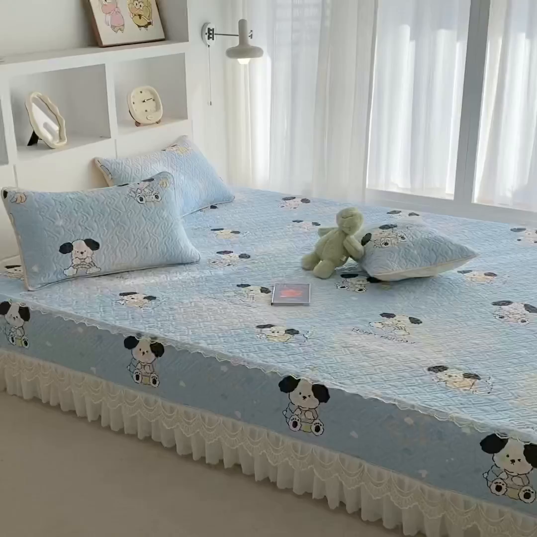 91家纺网 家纺一手货源 找家纺 （总）一电 2026新款定做纯棉榻榻米床盖 防滑A类四季通用夹棉炕罩 软垫大炕专用床单