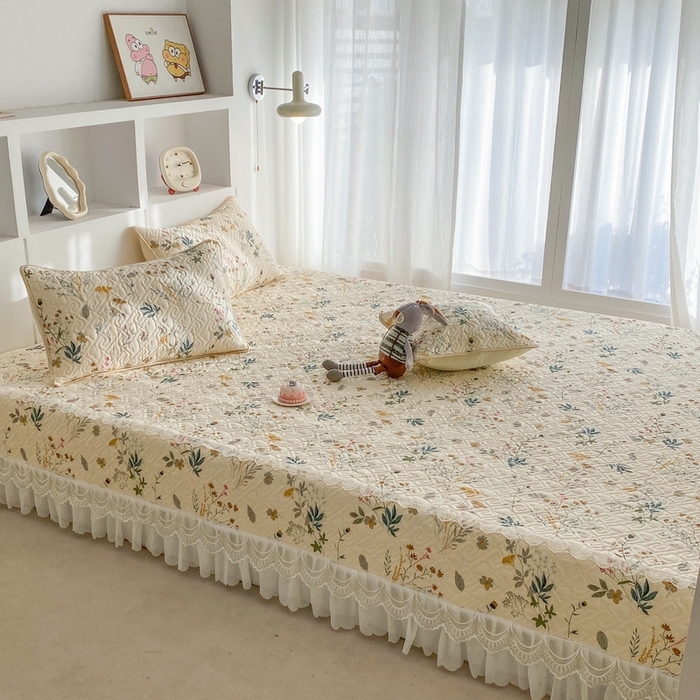 91家纺网 家纺一手货源 找家纺 （总）一电 2026新款定做纯棉榻榻米床盖 防滑A类四季通用夹棉炕罩 软垫大炕专用床单