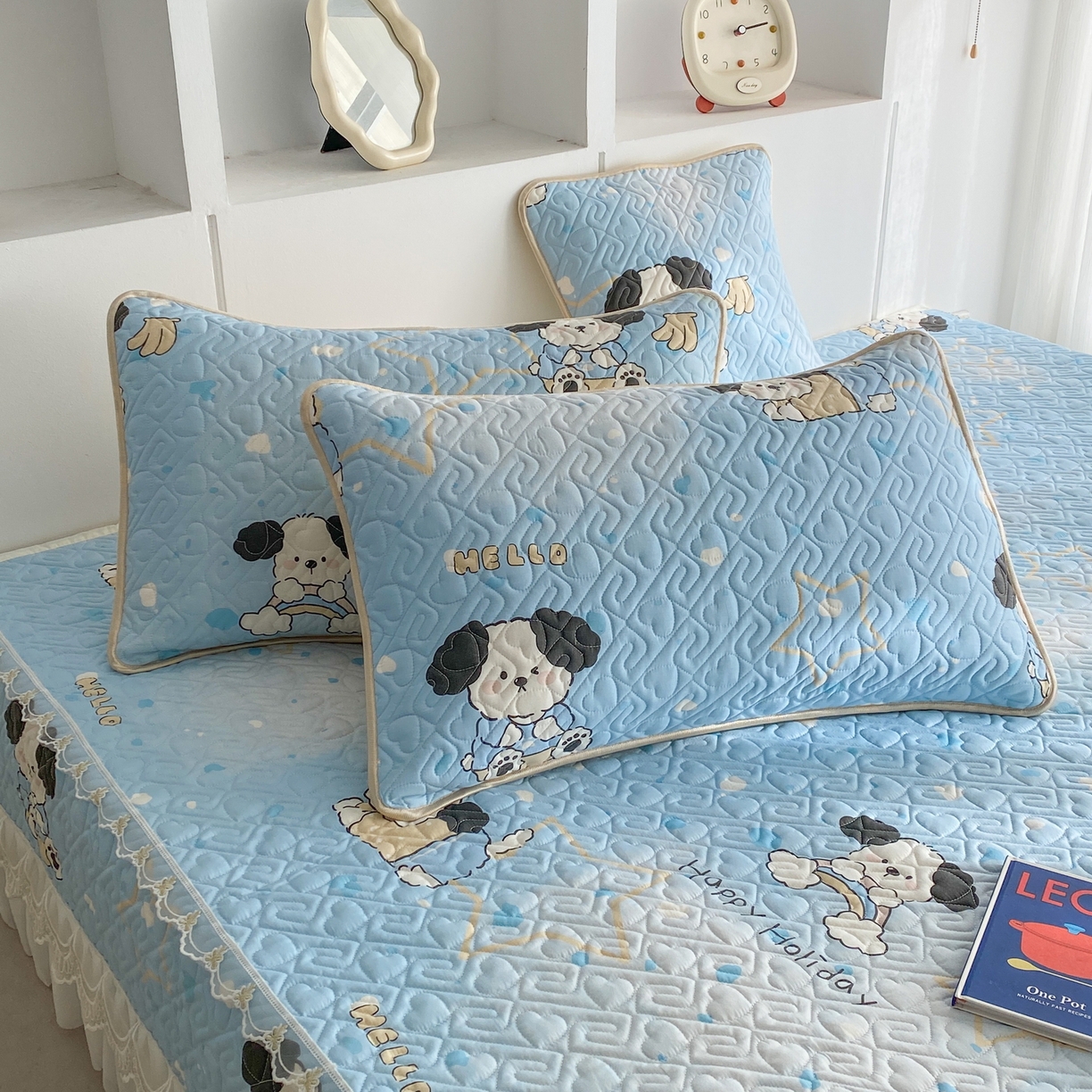 91家纺网 家纺一手货源 找家纺 一电 2026新款定做纯棉榻榻米床盖 防滑A类四季通用夹棉炕罩 软垫大炕专用床单 斑点狗