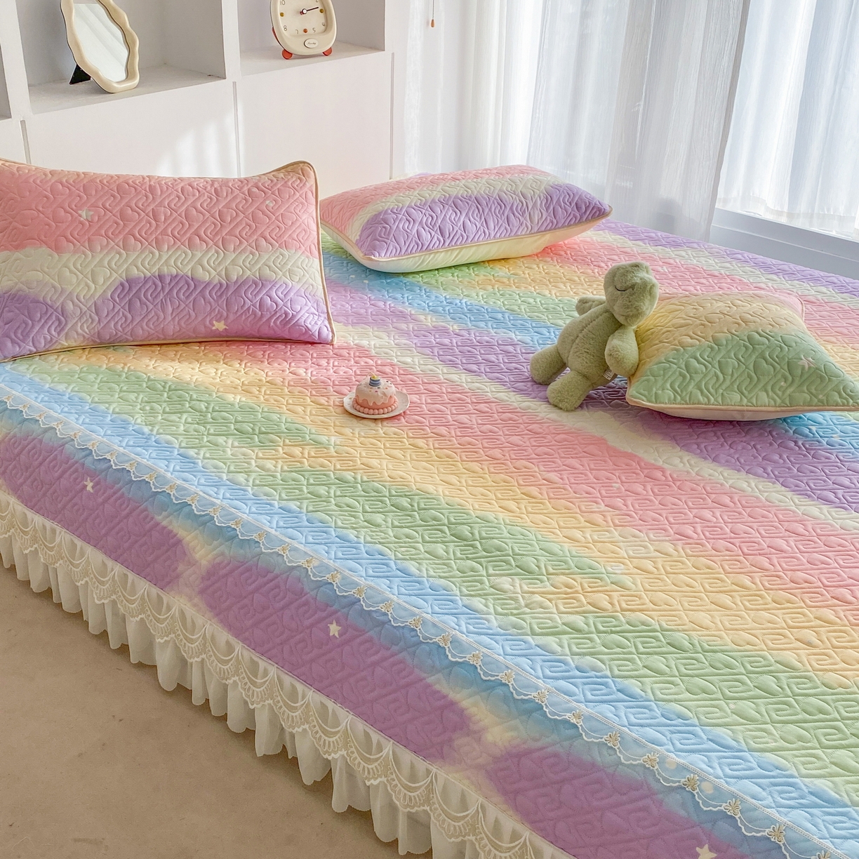 91家纺网 家纺一手货源 找家纺 一电 2026新款定做纯棉榻榻米床盖 防滑A类四季通用夹棉炕罩 软垫大炕专用床单 彩色天空