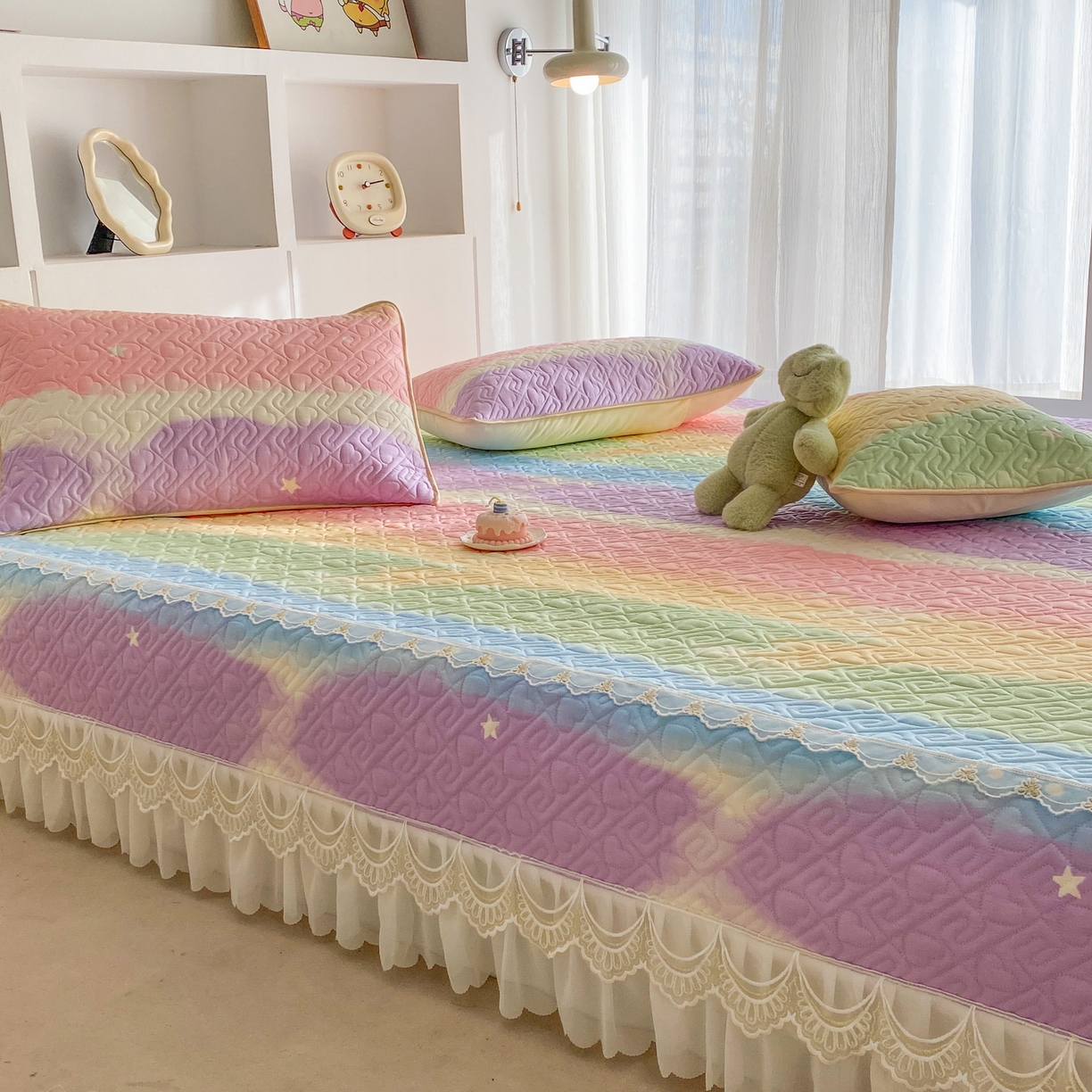 91家纺网 家纺一手货源 找家纺 一电 2026新款定做纯棉榻榻米床盖 防滑A类四季通用夹棉炕罩 软垫大炕专用床单 彩色天空